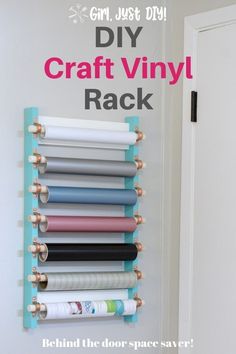 the diy craft vinyl rack is hanging on the wall