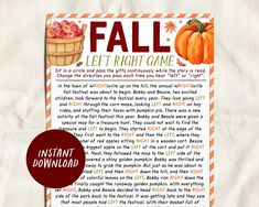 a fall let right game with pumpkins on it and a red circle in the center