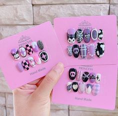 Fake Nails Designs Aesthetic, Nail Kuromi, Kuromi Nail Art, Nails Kuromi, Nail Matte, Nail Purple, Kuromi And My Melody, Purple Flame, Fake Nails Designs