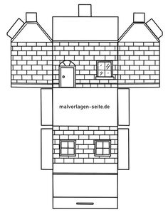 the floor plan for a brick house with two stories and three windows, in black and white