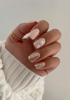 50 Winter Nail Designs You'll Want To Try Milky Nails, Holiday Nail Designs, Christmas Nails Easy, Christmas Gel Nails, Christmas Nails Acrylic, New Year's Nails