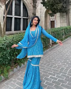 Sonam Bajwa Blue Sharara Suit, Jago Suits Punjabi, Royal Blue Salwar Suit, Punjabi Traditional Dress, Suits Colour Combination, Punjabi Lengha, Designer Suits For Women Indian, Blue Punjabi Suit, Punjabi Suits For Wedding