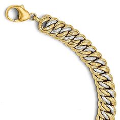 Leslies 14k Gold Rhodium-plated Fancy Link Bracelet - Seattle Gold Grillz Link Chain Bracelet, Real Jewelry, Bow Jewelry, Gold Bracelet Chain, Cuff Bangles, Black Bow, 14kt Gold, High Quality Jewelry, Link Chain