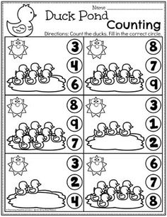 a printable duck pond counting game for kids to practice numbers and count the ducks