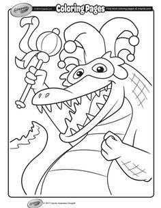 a coloring page with an alligator holding a candy cane