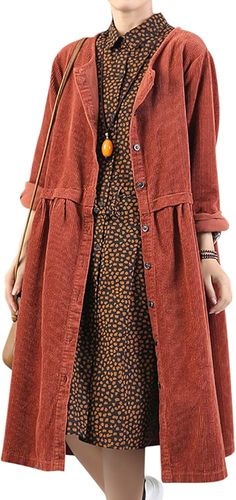 YESNO WP1 Women Casual Loose Corduroy Jacket Coat Plus Size Hooded Outwear/Pockets - Brown - Medium : Amazon.co.uk: Fashion Coat Plus Size, Corduroy Coat, Dress A Line, Corduroy Dress, Chinese Clothing, Striped Cardigan, Corduroy Jacket, Uk Fashion, Casual Jacket