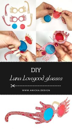 the instructions for how to make an eyeball glasses with paper and glue are shown