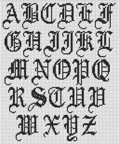 an old fashioned cross stitch alphabet with the letters and numbers in each letter, as well as