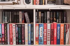 a book shelf filled with lots of books