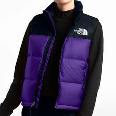 Woman’s North Face Vest. Dark Purple And Black 1996 Retro Nuptse Vest. Limited Edition!! Like Brand New, Worn Once. Purple North Face Vest, Nuptse Vest, The North Face 1996, North Face 1996, Dark Purple Color, North Face Vest, North Face Purple, North Face Women, North Face Jacket