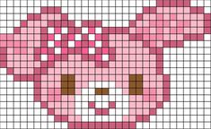 a cross stitch pattern with a pink cat on it's face and brown eyes