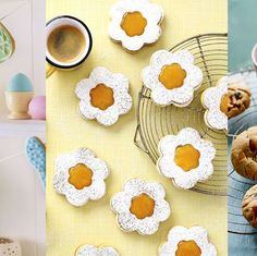 there are several different pictures of cakes and cupcakes on the same table, one is decorated with icing