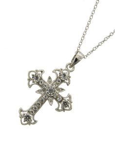 Rhodiumized / Rhinestone / Lead Compliant / Religious / Flower Cross / Delicate / Necklace • Style No : 354042 • LENGTH : 18" + EXT• PENDANT : 1 1/4" L• RHDOIUM/CRYSTAL Flower Cross, Christian Messages, Gift List, Delicate Necklace, Inspirational Gifts, Cross Necklace, Silver Necklace, Unique Items Products, Crystals