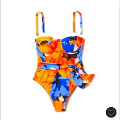 I Have This Classic Style One Piece With The Added Flair Of An Optional Belt, Underwire Support, Versatile Straps And Gorgeous Bold Print. Material Is Lightweight And Stretchy. Print And Style Are Quite Flattering. Tabitha Brown For Target. Spring Orange Swimwear With Adjustable Straps, Orange Swimwear With Adjustable Straps For Spring, Orange One-piece Swimwear With Floral Print, Orange Swimwear With Adjustable Straps For Summer, Fitted Orange Swimwear With Adjustable Straps, Orange Adjustable Strap Swimwear For Summer, Fitted Orange Floral Print Swimwear, Spring Blue Swimwear With Vibrant Print, Blue Swimwear With Vibrant Print For Spring