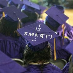 graduation caps with the words i want to graduate with good grade is smart on them