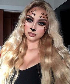 Leopard Makeup Halloween Easy, Make Up For Halloween Ideas Easy, Cute Halloween Makeup For Work, Halloween Cat Makeup For Women, Halloween Make Up 2024, Cute Makeup Halloween, Easy Makeup Halloween Looks