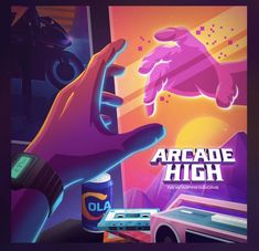 an advertisement for arcade high featuring two hands reaching out to each other