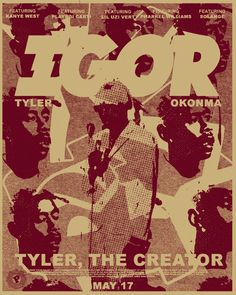 the poster for tyler, the creator's upcoming show is shown in red and white