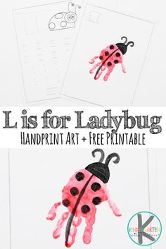 a ladybug handprint art and free printable for kids to make it looks like