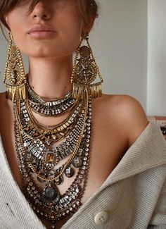 💎STATEMENT JEWELRY💎 Handmade in New York. Statement Necklace Outfit, Statement Jewelry Necklace, Inexpensive Jewelry, Boho Statement Necklace, Necklace Outfit, Layered Chain Necklace, Classy Jewelry, Styl Boho, Cheap Jewelry