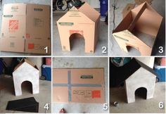 the steps to make a dog house out of cardboard