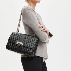 Large Lottie Bag in Black Nappa | Aspinal of London Best Purses, Gold Rate, Rfid Wallet, Aspinal Of London, Wallet Gifts, Signature Hardware, Leather Gloves, Small Leather Goods, Metal Chain