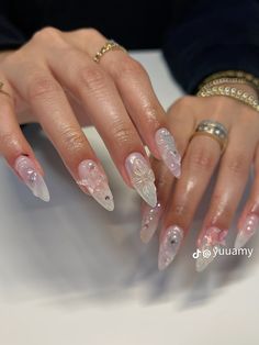 Nail,nail inspo Fairy Nails Designs, Tiktok Nails, Idol Nails, Fairy Nails, Friend Wallpaper, Quinceanera Nails, Formal Nails, Casual Nails, Mermaid Nails