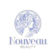 a woman's face with flowers in the center and words nouveau beauty above it