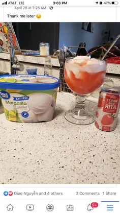 an ice cream and yogurt are sitting on the counter