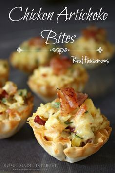 chicken artichoke bites with bacon and other toppings