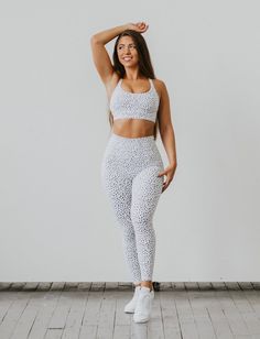 Astoria LUXE IGNITE Full Length Legging - White Speckle – Astoria Activewear Luxe Lounge, White Sports Bra, Womens Workout Outfits, Body Sculpting, Seamless Leggings, Polka Dot Pattern, Active Wear Leggings, Lifestyle Brands, Black Leggings