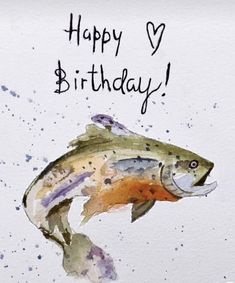 a happy birthday card with a fish on it