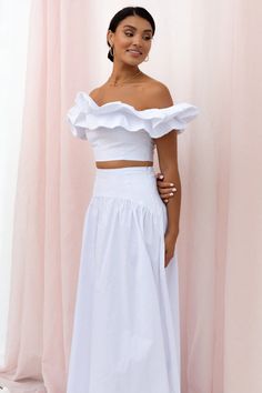 Savannah Maxi Skirt - White - Petal & Pup USA Short Loungewear, Exclusive Clothing, Hook And Eye, Strapless Tops, Skirt White, Style Skirt, Dresses By Length, Dress Cuts, White Skirts