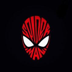 the spider - man logo is shown in red and white on a black background with an eye