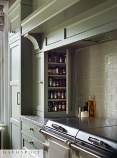 the kitchen is clean and ready to be used as a storage area for spices or condiments