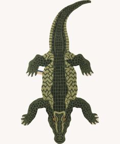 an alligator made out of woven material on a white background, with the head and legs visible