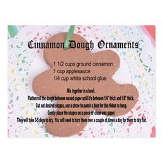 cinnamon doughy treats recipe card with instructions for making them in the shape of hearts