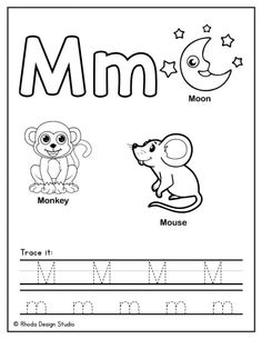 the letter m worksheet with pictures of animals and letters to be colored in