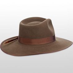 The Stetson Breckenridge B Hat is constructed with a sturdy felt material, which gives it a structured fit and feel, regardless of being crushable. Its sharp demeanor is softened with a button and feathers. Fur Felt Flat Bill Hat For Fall, Fur Felt Flat Bill Felt Hat For Fall, Winter Hunting Hat With Short Brim, Brown Felt Hat With Curved Brim For Hunting, Kentucky Derby Wide Brim Felt Hat, Outdoor Fur Felt Hat With Flat Brim, Classic Hunting Hat With Curved Brim, Winter Hunting Felt Hat With Flat Brim, Winter Hunting Hat Band With Flat Brim