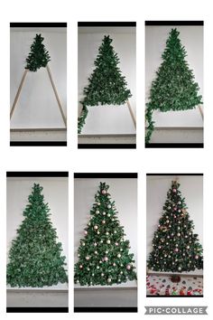 four different pictures of a christmas tree