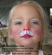 Website om inspiratie op te doen. Face Painting Inspiration, Bunny Face Paint, Easter Face Paint, Obličejové Masky, Kids Face Paint, Face Painting Designs, Bunny Face, Facepaint, Cat Face