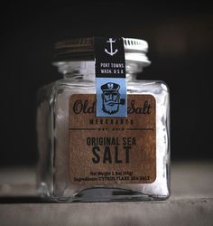 an old boat original sea salt in a glass jar