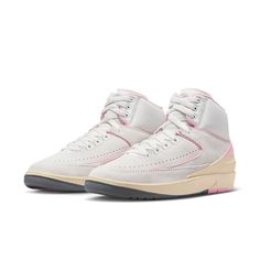 Air Jordan 2 Soft Pink FB2372-100 Air Jordan 2 Retro, Air Jordan 2, White Gym, Jordan Model, Jordan 11 Retro Low, Shoe Crafts, Womens Air Jordans, Jordan 2, Womens Jordans