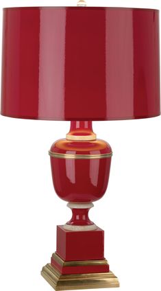 Robert Abbey - 2505 - One Light Accent Lamp - Annika - Red Lacquered Paint/Natural Brass w/ Ivory Crackle Mary Mcdonald, Red Table Lamp, Lacquer Paint, Side Table Lamps, Red Lacquer, Soft Feminine, Beautiful Chandelier, Table Lamp Design, Brass Table