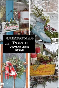 christmas porch and vintage junk style