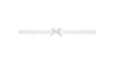 a pink ribbon with a bow on the top is shown in this white background,