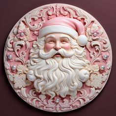 Santa Sign Pink Dco-00629 For Wreath 10 Round Metal Wreaths With Signs, Small Easel, Round Signs, Easter Sign, Pink Santa, Grapevine Wreaths, Wreath Maker, Festive Wreath, Wreath Easter