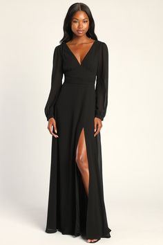 Black Tie Dress Long Sleeve, Black Tie Wedding Guest Dress Fall Classy, Black Wedding Guest Dress Winter, Black Dress Classy Long Sleeve, Black Formal Dress With Sleeves, Black Maid Of Honor Dress, Wedding Guest Outfit Classy, Black Tie Attire For Women, Hunters Wedding