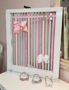 Diy Hair Bow Holder, Barn Window, Bow Display, Hair Bow Organizer, Girls Hair Bow, Organizing Hair Accessories