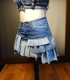 Mini Pleated Denim Skirt Reworked Boho Chic Skirt Jeansrock Distressed Jeans Skirt Reconstructed Jeans Skirt Cute Chic Streetwear Skirt - Etsy Bulgaria Diy Jean Skirt, Boho Chic Skirts, Streetwear Skirt, Plated Skirt, Jeans Upcycle, Pleated Denim Skirt, Distressed Jean Skirt, Chic Skirts, Jeans Diy